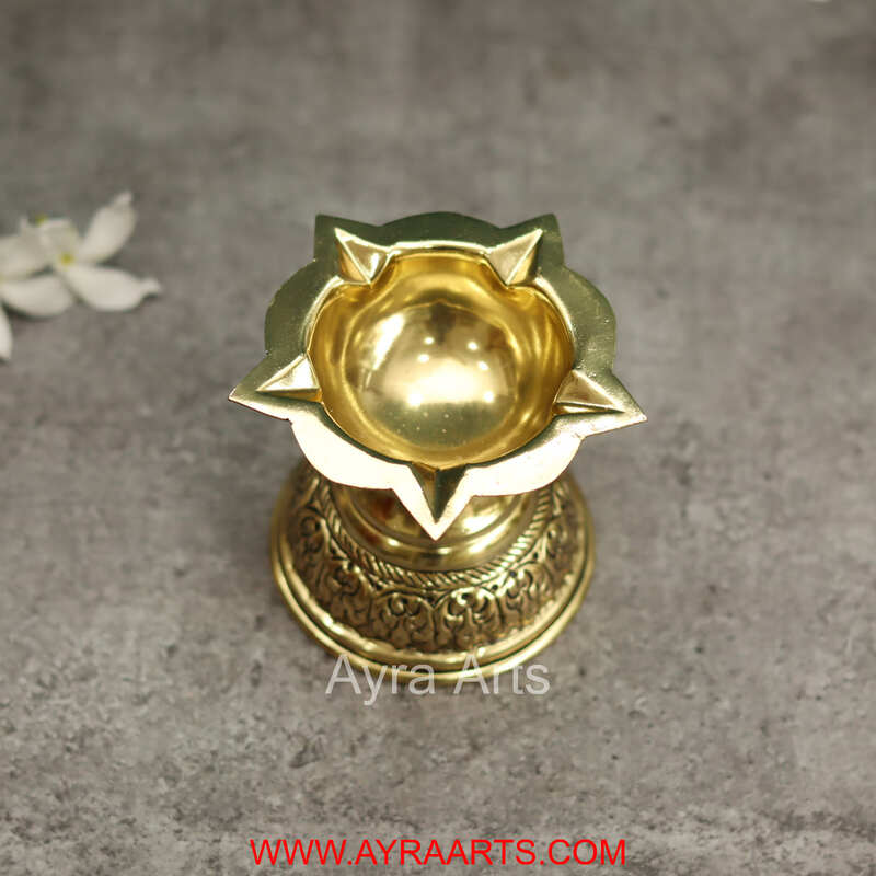 Premium Brass Five Wick Deepak - 3.2 Inch Height