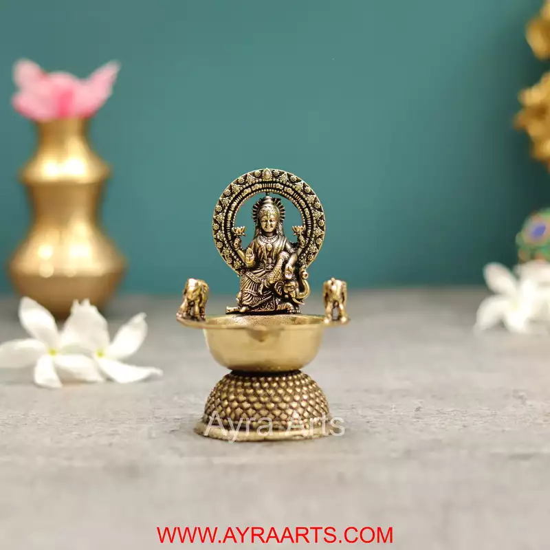 Premium Brass Lakshmi Deepak - 3.2 Inch Height