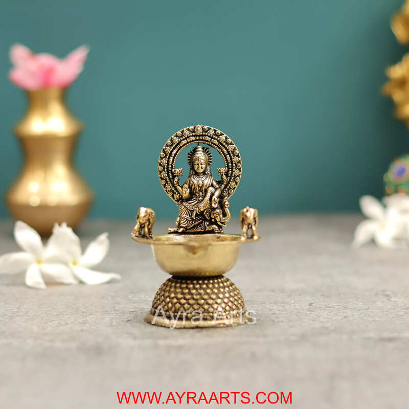 Premium Brass Lakshmi Deepak - 3.2 Inch Height