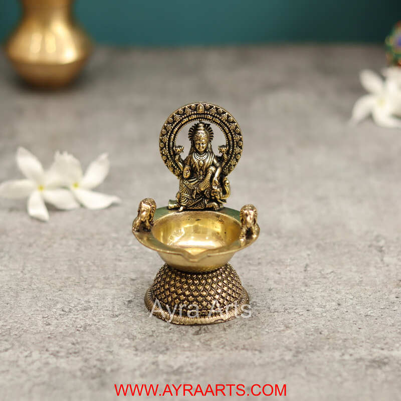 Premium Brass Lakshmi Deepak - 3.2 Inch Height