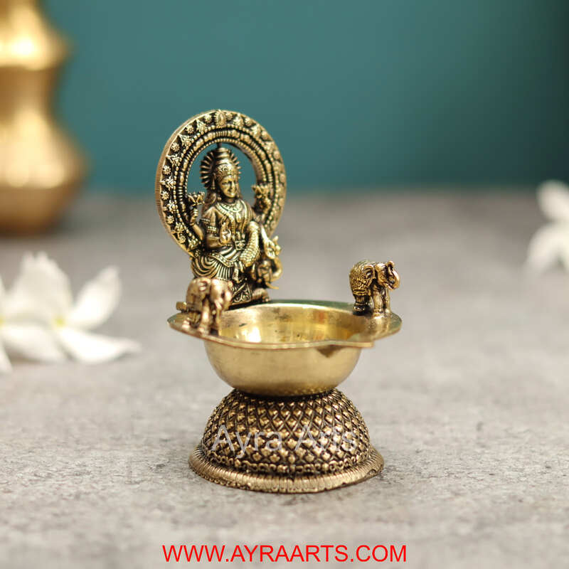 Premium Brass Lakshmi Deepak - 3.2 Inch Height