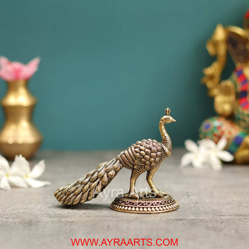 Premium Brass Peacock Decor And Gifting - 3.5 Inch Height