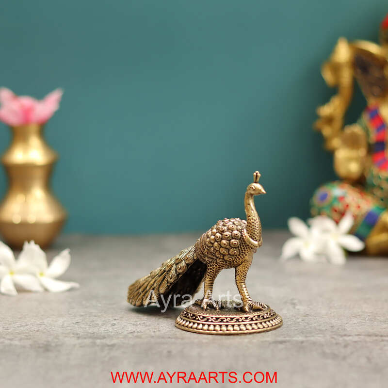Premium Brass Peacock Decor And Gifting - 3.5 Inch Height