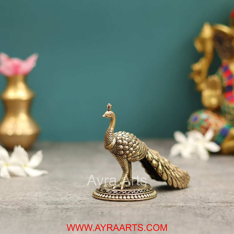 Premium Brass Peacock Decor And Gifting - 3.5 Inch Height
