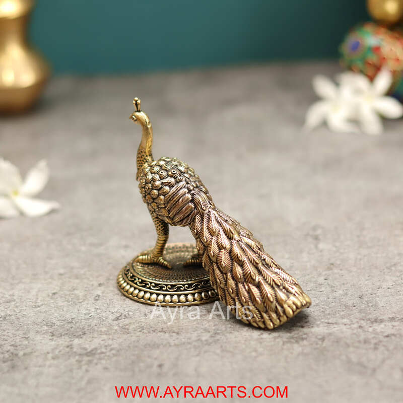 Premium Brass Peacock Decor And Gifting - 3.5 Inch Height