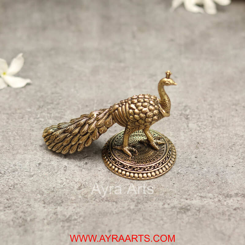 Premium Brass Peacock Decor And Gifting - 3.5 Inch Height