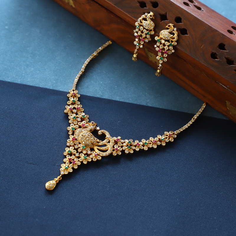 Multicolor Stone with Peacock Neckpiece