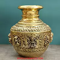 Premium Brass Ashta Lakshmi Kalash Lota Decor And Gifting - 12 Inch Height