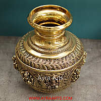 Premium Brass Ashta Lakshmi Kalash Lota Decor And Gifting - 12 Inch Height