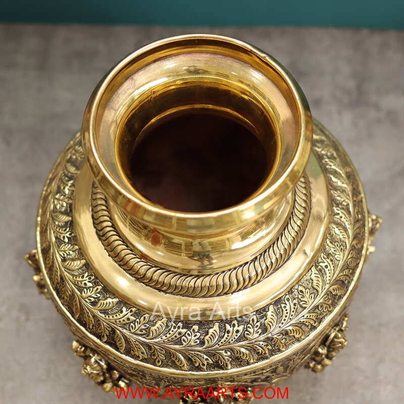Premium Brass Ashta Lakshmi Kalash Lota Decor And Gifting - 12 Inch Height
