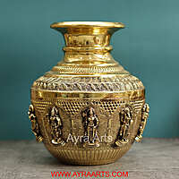 Premium Brass Dashavataram Kalash Lota Decor And Gifting - 12 Inch Height