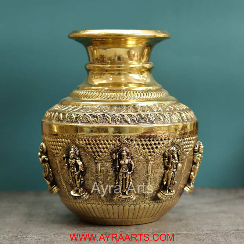 Premium Brass Dashavataram Kalash Lota Decor And Gifting - 12 Inch Height