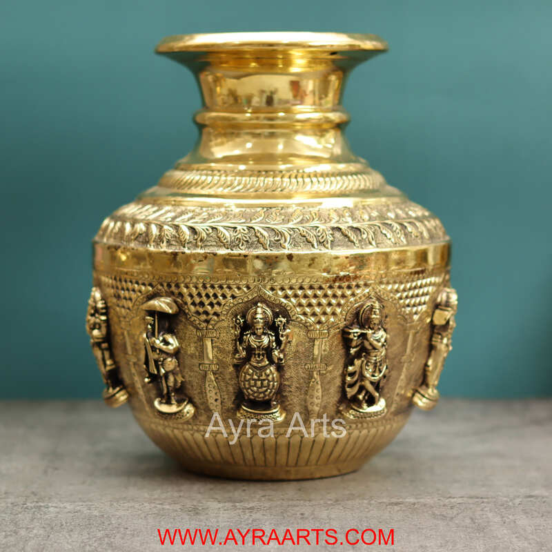 Premium Brass Dashavataram Kalash Lota Decor And Gifting - 12 Inch Height