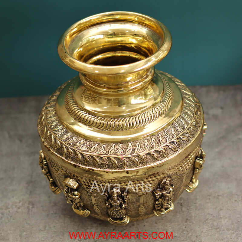 Premium Brass Dashavataram Kalash Lota Decor And Gifting - 12 Inch Height