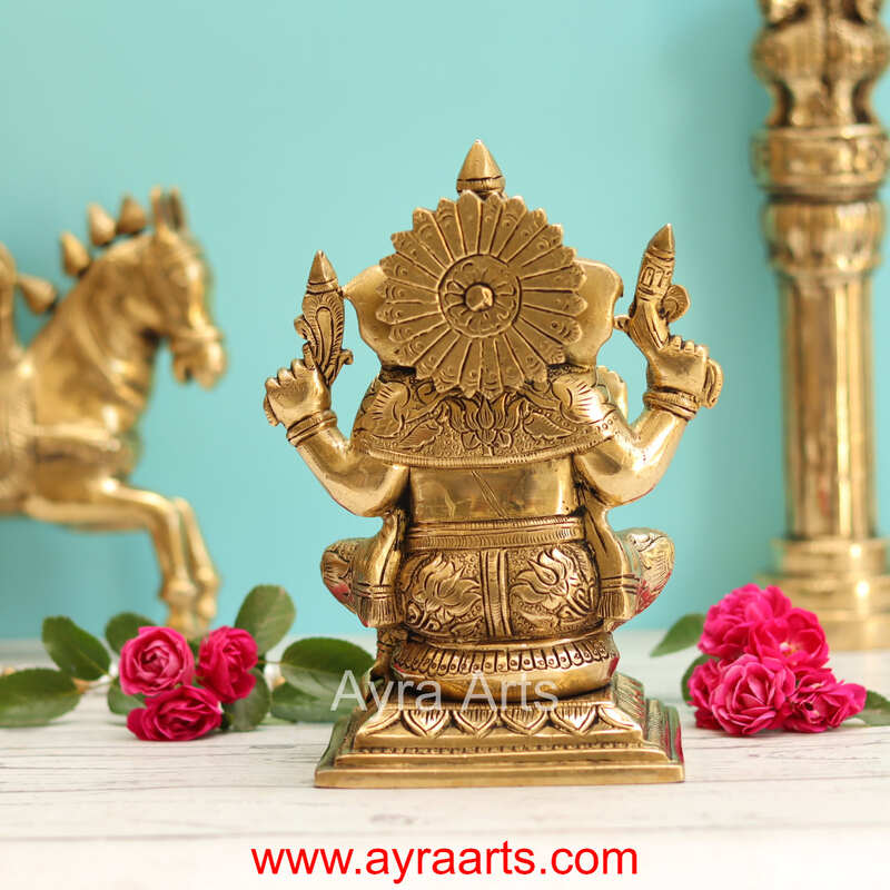 Brass Ganesha Idol - 7.5 Inch Height