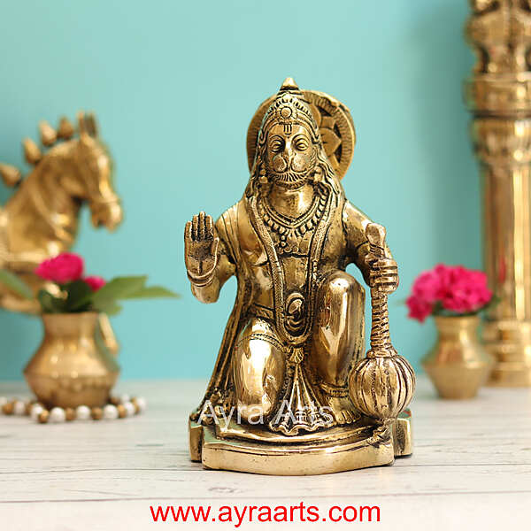 Brass Hanuman  - 7.5 Inch Height