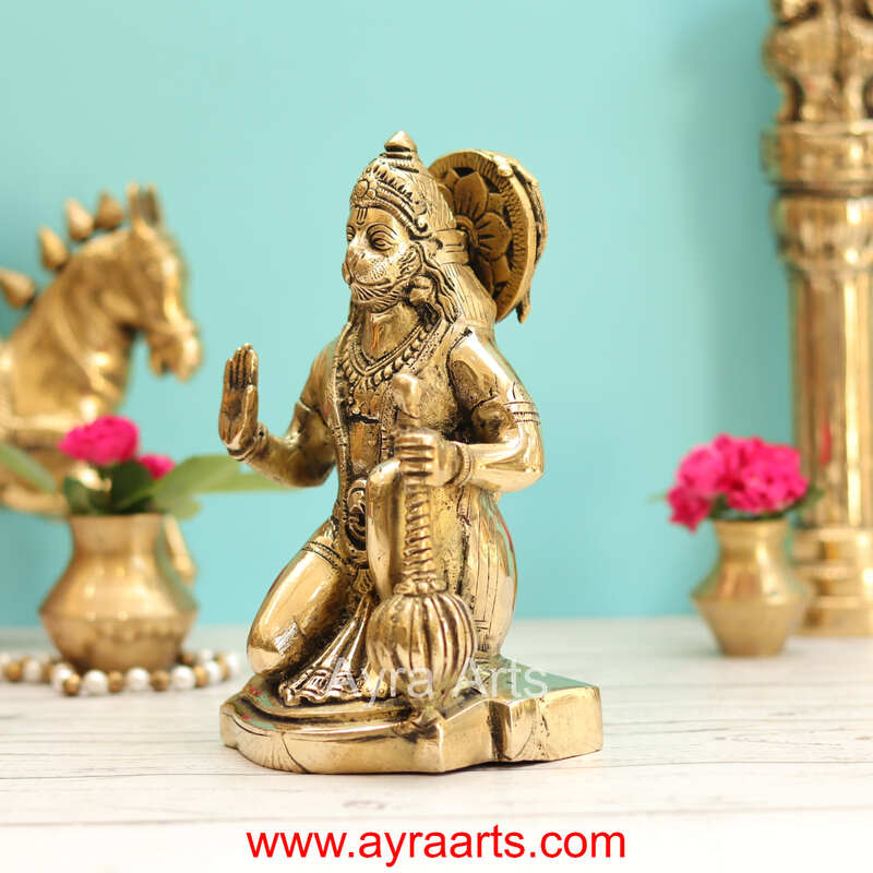 Brass Hanuman  - 7.5 Inch Height