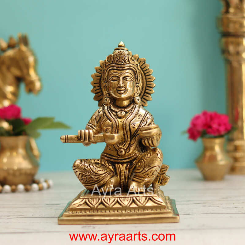 Goddess Annapoorani Brass idol - 6 inch Height