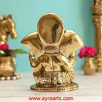 Brass Ganesha Idol - 6.5 Inch Height