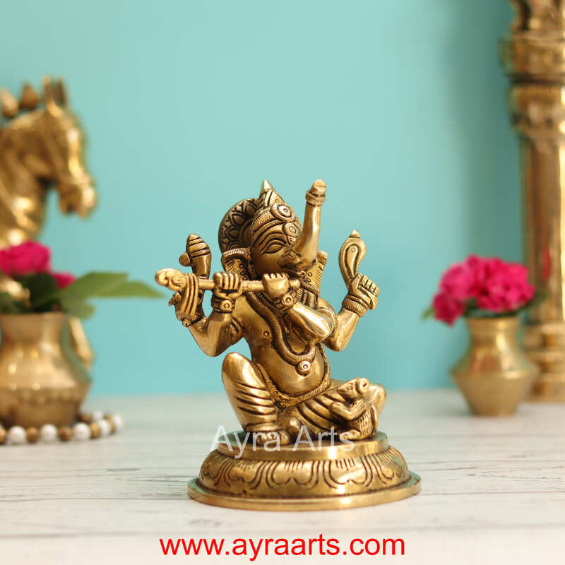 Brass Ganesh Idol - 5 Inch Height