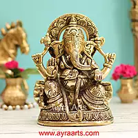 Brass Ganesha Idol - 7 Inch Height