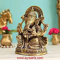 Brass Ganesha Idol - 7 Inch Height