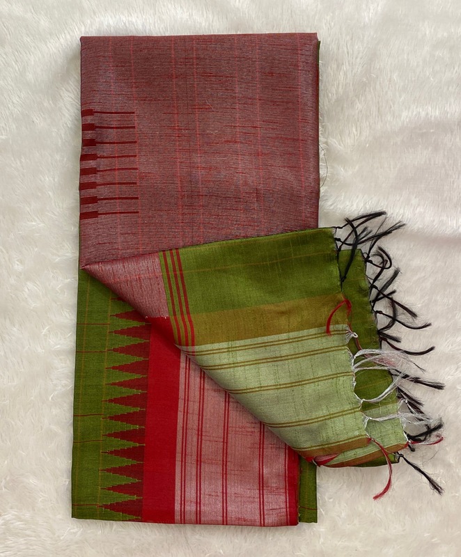 Manasa - The Semi Raw Silk Saree in Temple Border 18910