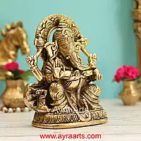 Brass Ganesha Idol - 7 Inch Height