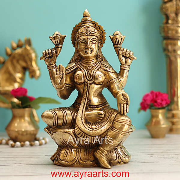 Brass Lakshmi Devi Idol - 8 Inch Height