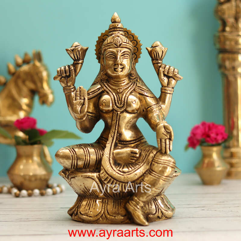 Brass Lakshmi Devi Idol - 8 Inch Height