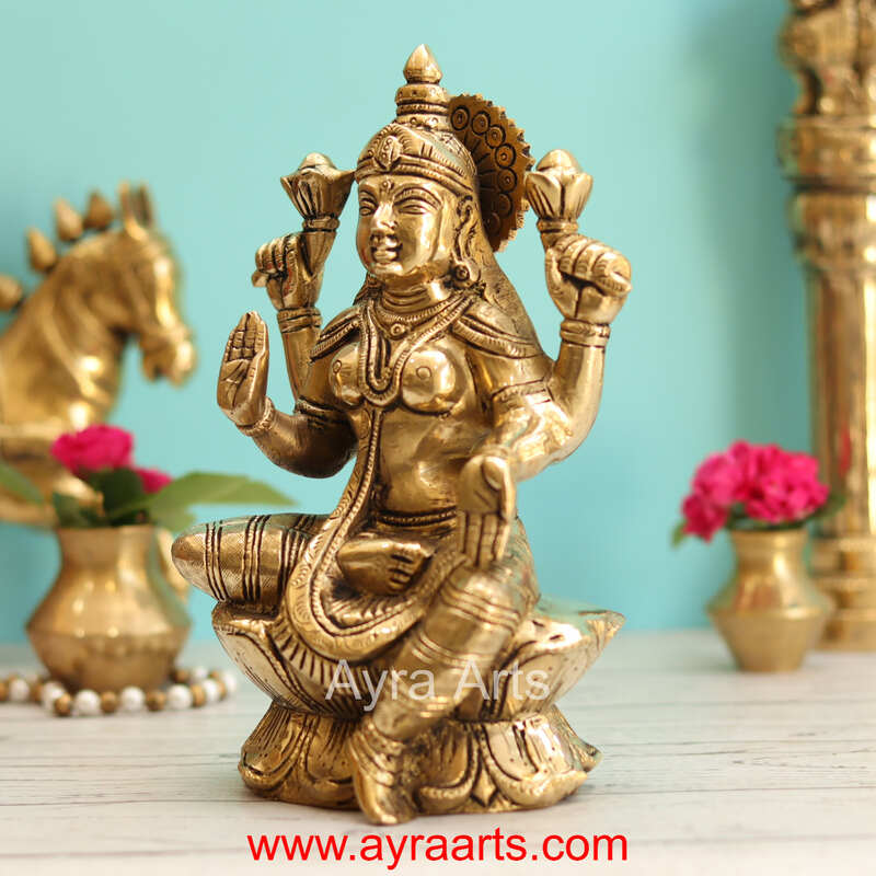 Brass Lakshmi Devi Idol - 8 Inch Height