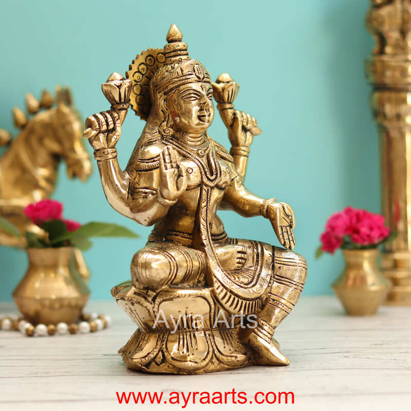 Brass Lakshmi Devi Idol - 8 Inch Height