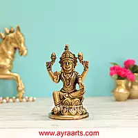 Brass Lotus Sitting Lakshmi Devi  - 5 Inch Height