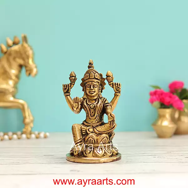 Brass Lotus Sitting Lakshmi Devi - 5 Inch Height