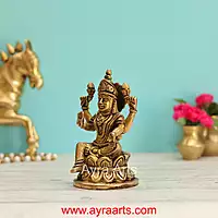 Brass Lotus Sitting Lakshmi Devi  - 5 Inch Height