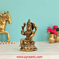 Brass Lotus Sitting Lakshmi Devi  - 5 Inch Height