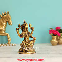 Brass Lotus Sitting Lakshmi Devi  - 5 Inch Height