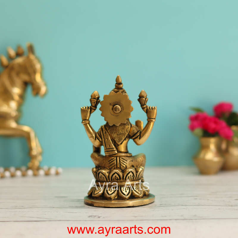 Brass Lotus Sitting Lakshmi Devi  - 5 Inch Height