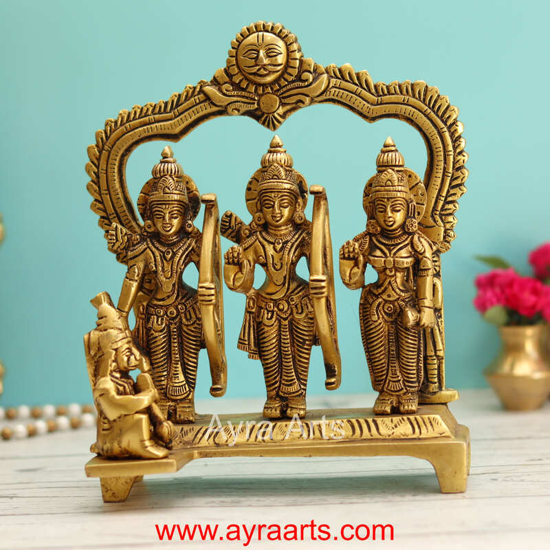 Pure Brass Ram Darbar Perfect for Your Mandir and Decor - 8.5 Inch Height