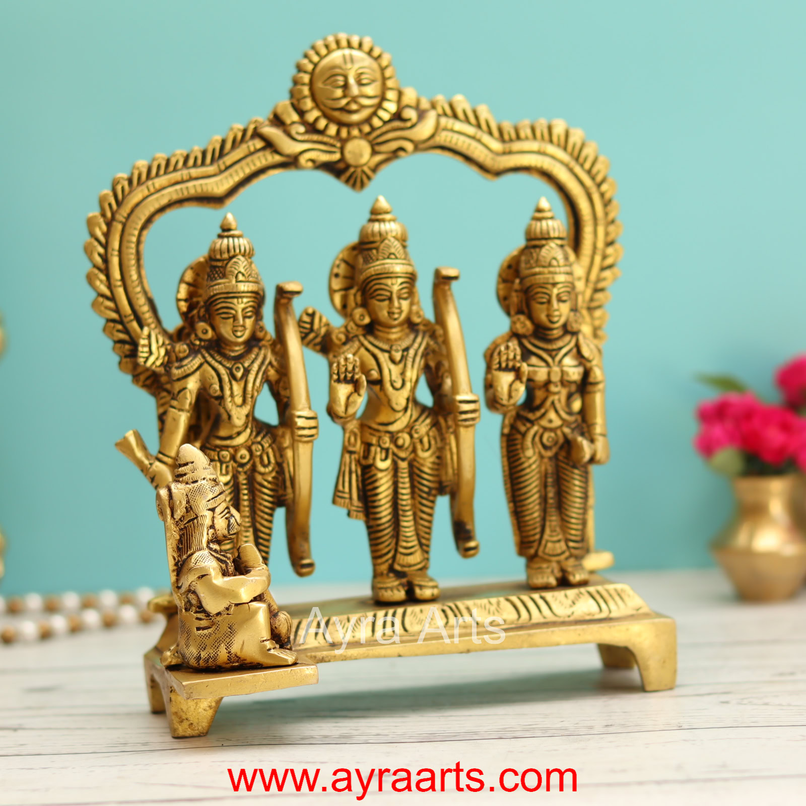 Pure Brass Ram Darbar Perfect for Your Mandir and Decor - 8.5 Inch Height