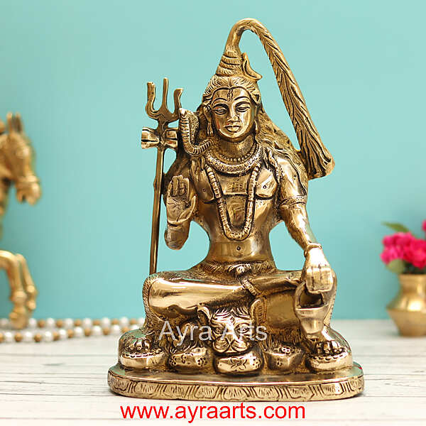 Brass Shiva Idol - 9.5 Inch Height
