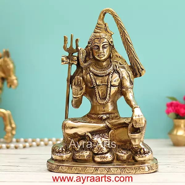 Brass Shiva Idol - 9.5 Inch Height