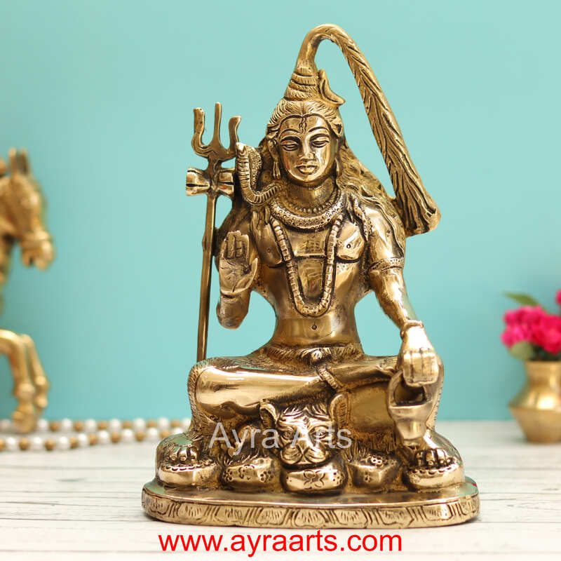 Brass Shiva Idol - 9.5 Inch Height