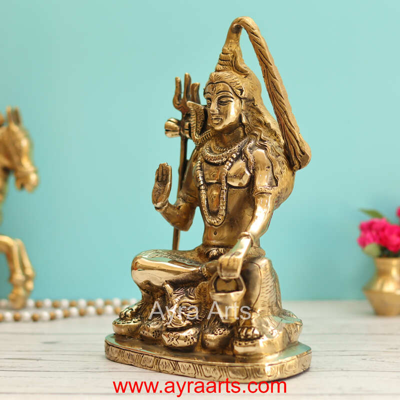 Brass Shiva Idol - 9.5 Inch Height