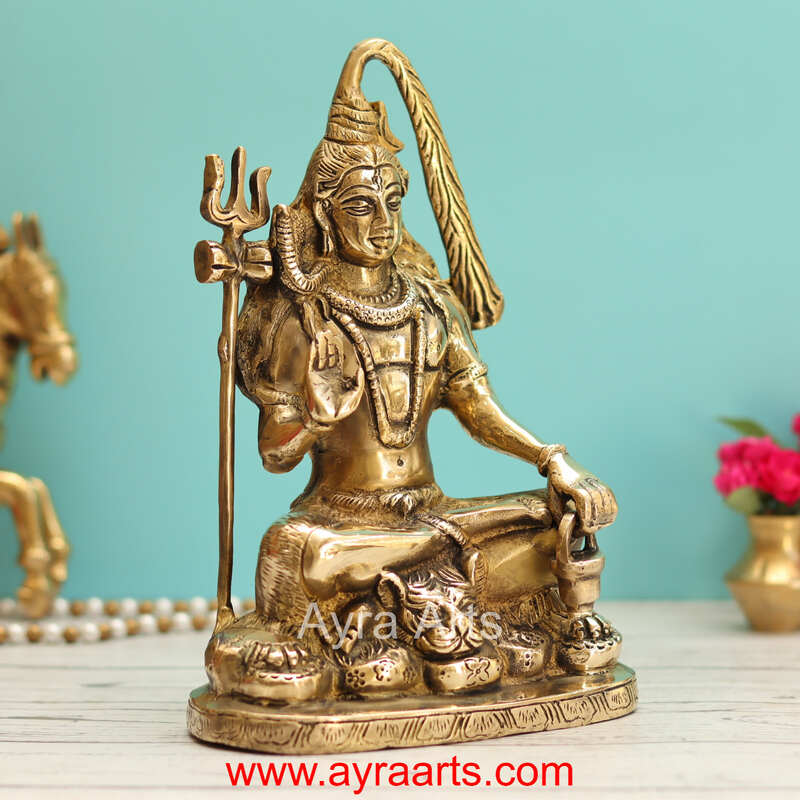 Brass Shiva Idol - 9.5 Inch Height