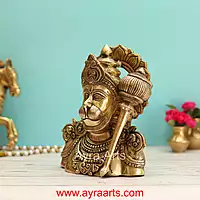 Handcrafted Hanuman Ji Bust Brass Idol For Home Office Temple Lucky Decor - 8 Inch Height