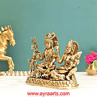 Brass Shiva Parivar Idol - 6 Inch Height