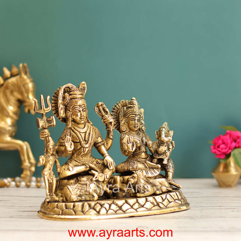 Brass Shiva Parivar Idol - 6 Inch Height