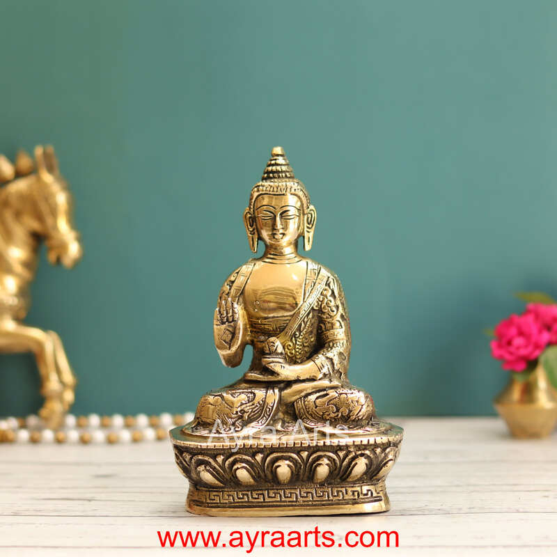 Brass Buddha Idol - 7 Inch Height