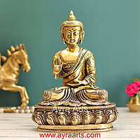 Brass Blessing Buddha Idol - 10 Inch Height